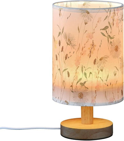 Bedside Table Lamp Flowers Nightstand Lamp with Wood Daisy Floral Leaves Desk Lamps for Bedroom Living Room Nursery Office Home Decor