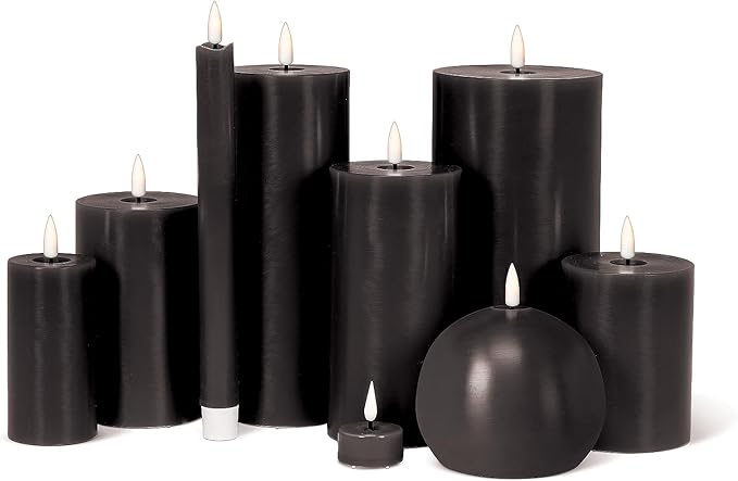 Abbott Collection Wax LED Flameless Taper Candle. Set of 2 - Black (9.5" H)