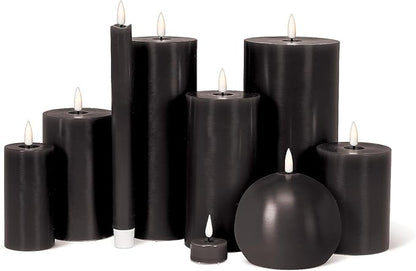 Abbott Collection Wax LED Flameless Taper Candle. Set of 2 - Black (9.5" H)