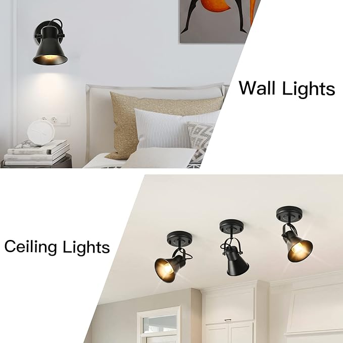 Track Light Modern Ceiling Spot Lighting Indoor, Adjustable Wall Mount Accent Light,for Bedroom Living Room Hallway Kitchen Painting(2 Pack)