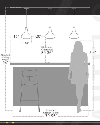 AUTELO Black Pendant Lights Kitchen Island, 10" Hammered Pendant Lights, Industrial Hanging Lamp in Matte Black Finish and Clear Hammered Glass, Pendant Light Fixtures for Dining Room, H9164 HMBK