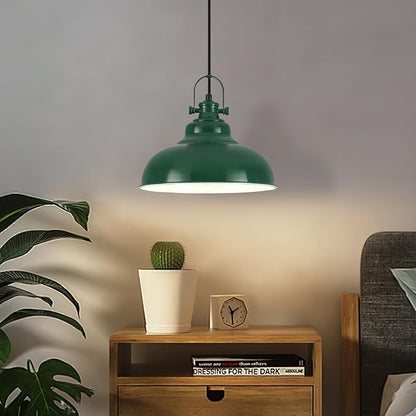 Green Dome Pendant Light, Green Pendant Light Kitchen Island 3 Pack, 11.41 Inch Farmhouse Pendant Lights, Hanging Light Fixture for Kitchen Island, Dining Room, Living Room