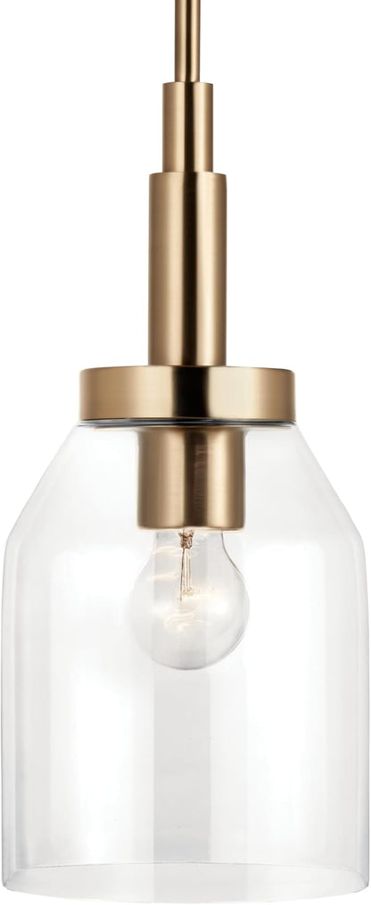 Kichler Madden 1-Light Mini Pendant Light Fixture with Clear Glass Shade in Champagne Bronze, Sloped Ceiling Compatible for Kitchen Island Hanging Lighting (15" x 7 "), 52725CPZ