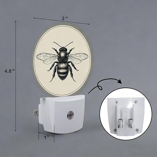 Retro Bee Night Light Auto Sensor Led Dusk to Dawn Lamp Home Decor for Men Women