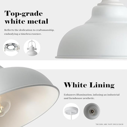 White Pendant Lights Kitchen Island 3 Pack, 11.4 Inch Kitchen Pendant Lights, Industrial Pendant Light, White Dome Pendant Light, Island Pendant Light for Kitchen, Dining Room, Bedroom
