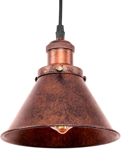 Lingkai Farmhouse Pendant Light Rustic Cone Shade Mounted Fixture Hanging Ceiling Lamp Antique Painted Vintage Finish Small Light