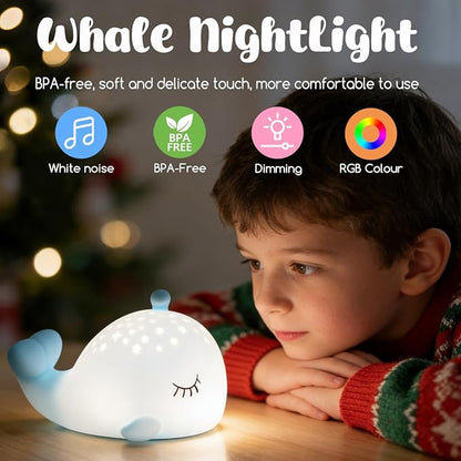 Cute Night Light Gifts for Kids, 7 Colors Blue Whale Toys Cute Lamp,Soft Silicone Baby Night Light,Silicone Whale Rechargeable Nightlight for Kid Kawaii Room Decor