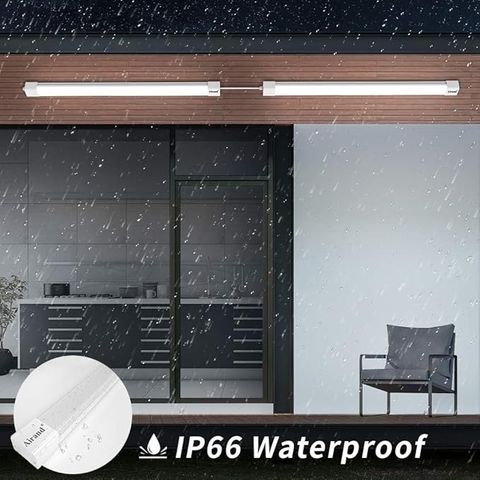 Airand LED Shop Light Fixture 4FT Plug in Ceiling Lights Linkable LED Tube Light 5000K Plug in Light Fixture for Bathroom Garage Overhead with ON/Off Switch