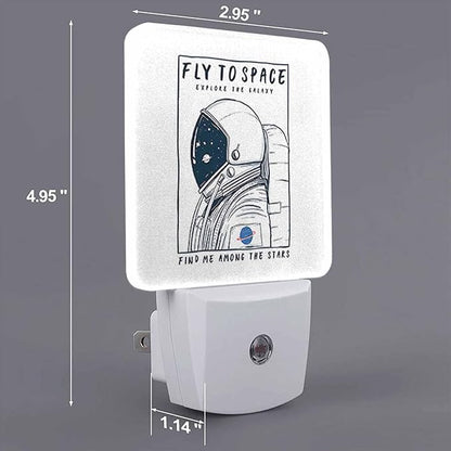 LED Night Light,Astronaut in Space LED Night Light Plug into Wall with Dusk to Dawn Light Sensor White Energy Efficient Nightlight for Bedroom Bathroom Hallway Living Room Kitchen