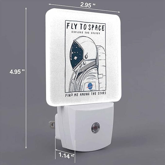 LED Night Light,Astronaut in Space LED Night Light Plug into Wall with Dusk to Dawn Light Sensor White Energy Efficient Nightlight for Bedroom Bathroom Hallway Living Room Kitchen