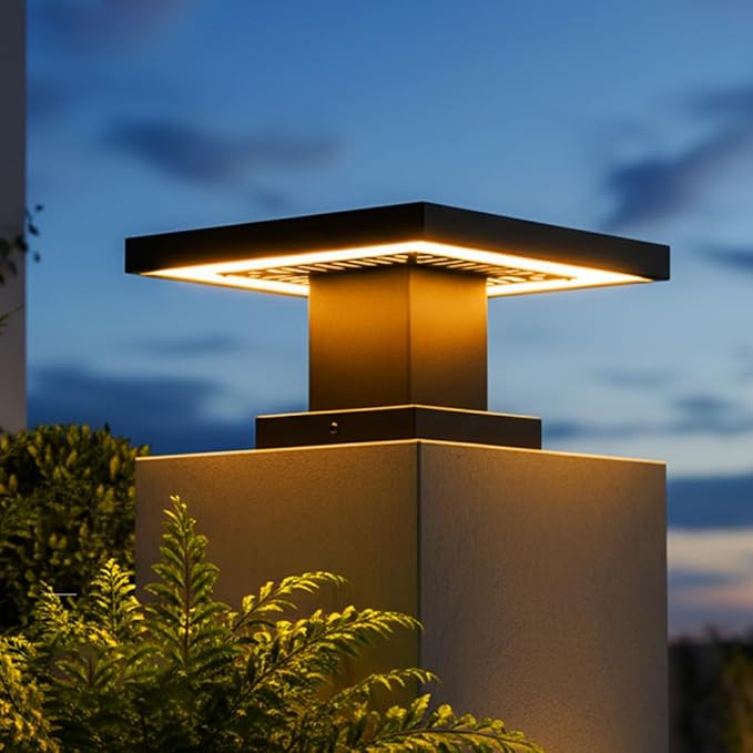 Outdoor Post Lights Modern 3000K LED Column Caps Lights Waterproof Outside Housing Pillar Lights Hard Wired Landscape Pathway Lamp Fence Deck Caps Lanterns For Gate Mailbox Pier Pedestal Lighting