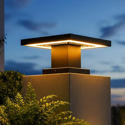 Outdoor Post Lights Modern 3000K LED Column Caps Lights Waterproof Outside Housing Pillar Lights Hard Wired Landscape Pathway Lamp Fence Deck Caps Lanterns For Gate Mailbox Pier Pedestal Lighting