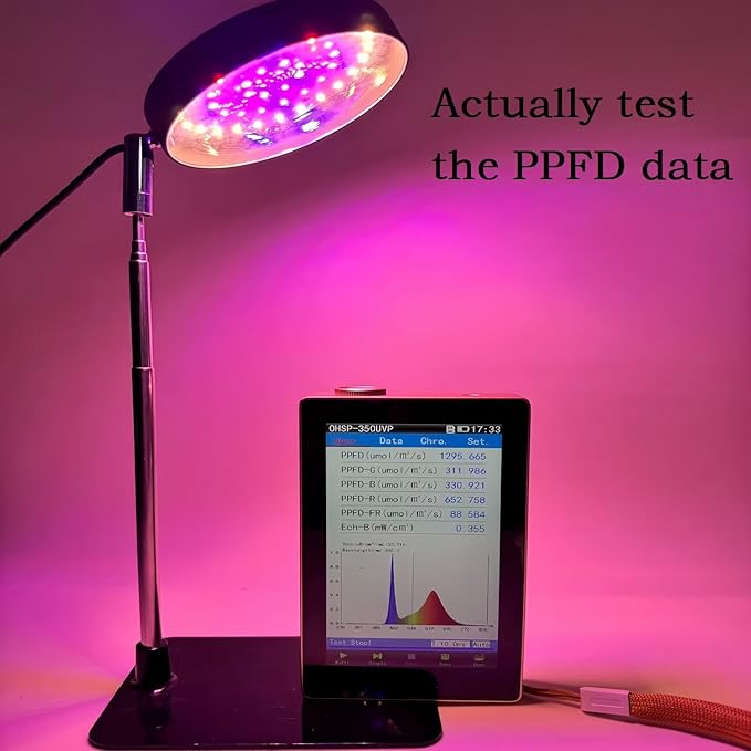 Indoor Plant Growth Lamp, Full-Spectrum 48-LED Indoor Plant Lamp, 3 Selectable Spectra, 3/9/12 Hours, 10 Brightness, Adjustable Height from 7 to 26 Inches