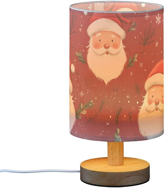 Bedside Table Lamp Christmas Santa Snowflake Nightstand Lamp with Wood Desk Lamps for Bedroom Living Room Nursery Office Home Decor