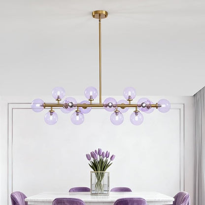 Mid Century Modern Gold Chandelier Rectangle Pendant Fixtures Linear Sputnik Chandeliers for Kitchen Island Dining Room Over Table