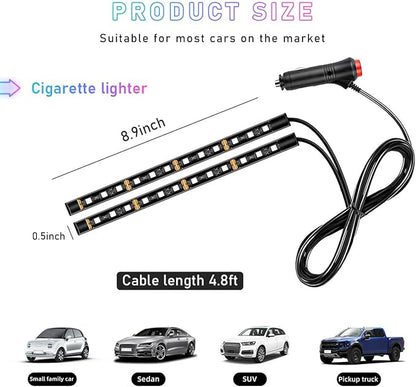 Ohleats Car LED Strip Light, 24 LED RGB Auto Interior Atmosphere Lights, Cigarette Lighter Under Dash Ambient Night Light, Interior Decorative Lamp Lighting Kit Car Accessories (Pink Purple)