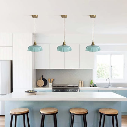 Mid Century Pendant Light,E26 Base Gold Pendant Lights Kitchen Island Ceiling Lamp Suitable for Kitchen Dining Room Bedroom Outdoor,Color Green
