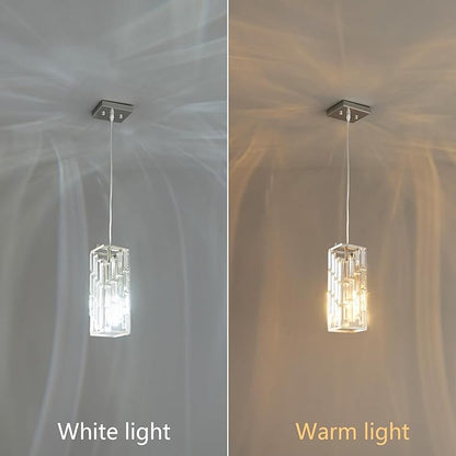 Brushed Nickel Pendant Lighting Modern Pendant Light, Mini Crystal Chandeliers, Adjustable Pendant Light Fixture for Kitchen Island Dinning Room Bedroom (2 Pack)