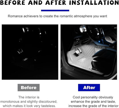 povtii Car LED Strip Light, 24 LED RGB Auto Under Dash Interior Atmosphere Lights, USB Vehicle Decorative Lamp Ambient Night Light Strip, Lighting Kit Car Accessories (White)