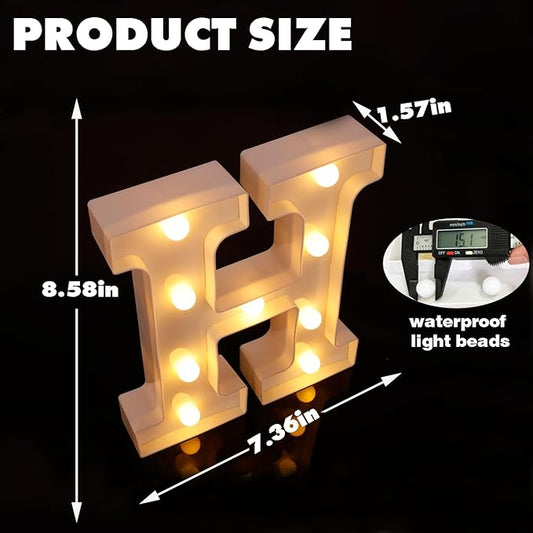 Small Led Marquee Letters, Light Up Letters, 8.58 Inch Led Letter Lights, Battery Powered Lighted Sign for Table, Party, Birthday, Christmas Decor (Letter H)