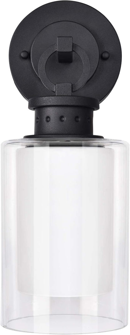 Design House 589010-BLK Hansen Modern Contemporary 1-Light Indoor/Outdoor Dimmable Wall Light with Open Bottom Frosted Inner, Matte Black