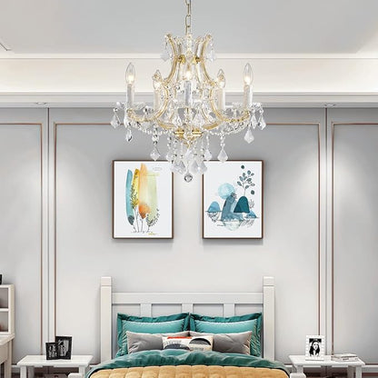 Saint Mossi 5-Lights Maria Theresa K9 Crystal Chandelier Light Fixture,Modern Chandelier Gold Chandelier for Bedroom,Dining Room,Living Room,H19 x W19,Chain Adjustable