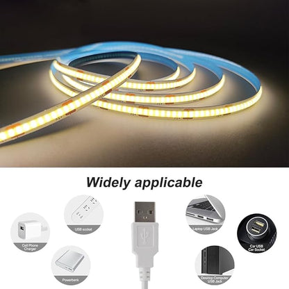 ZSLAIFU COB LED Strip Lights Warm 3.28ft, 5V Dimmable LED Light Strip, Flexible USB LED Strip for Cabinet, TV Backlighting, Bedroom, Kitchen, Home DIY Lighting