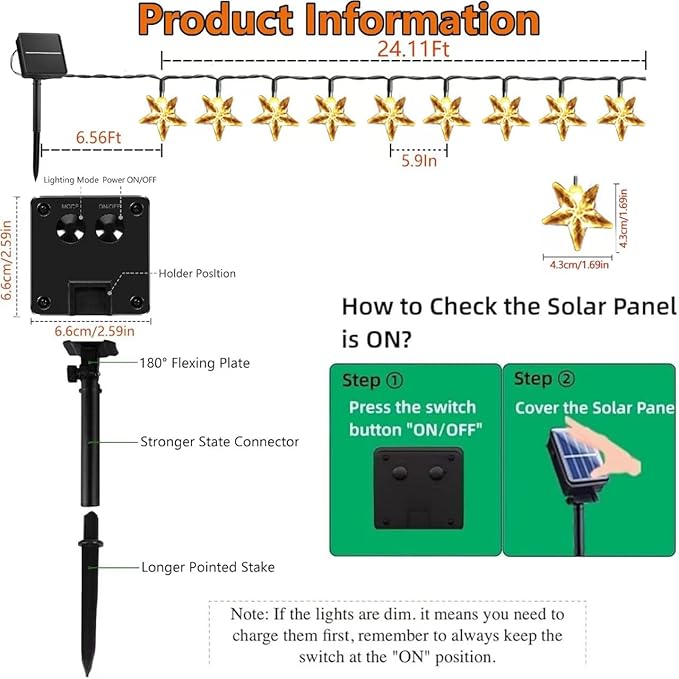 50 LED Solar Star Lights Outdoor, 30.67FT Star Twinkle Lights Outdoor Waterproof with 8 Modes, Solar Powered String Lights, Yard Patio Garden Camping Wedding Party Decor（Warm White）