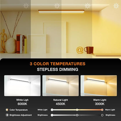 Under Cabinet Lights Remote Control,2 Pack Magnetic Dimmable Closet Lights,USB Rechargeable Wireless LED Shop Light,Ceiling and Under Counter Lights for Kitchen (Black, 20CM)