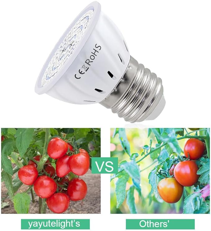 Grow Light Bulb, Full Spectrum 7W Grow Lamp (50 Watt Equiv),E26 Base Perfect for Seeding and Growing of Indoor Plants, Seed Starting,Flowers 4 Pack