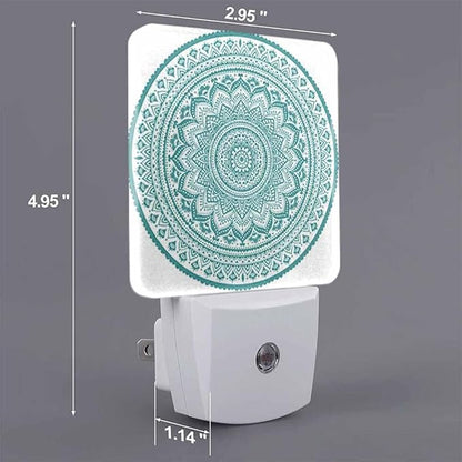 Datura Flower Night Light Blue Green Vintage Style LED Night Lights Plug into Wall for Stairway Hallway Bedroom 0.5W Nightlight