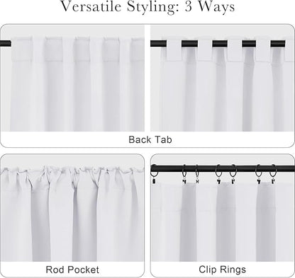 PONY DANCE Room Darkening Curtains for Small Winow Lower Portion Decor Energy Saving Drapes for Kitchen Bedroom Bathroom Downstairs Window RV Curtains, W 34 x L 30, Pure White, 2 Panels