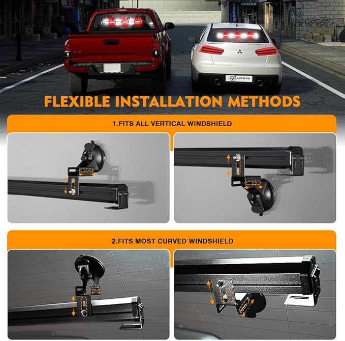 Xprite 35.5" Traffic Advisor Light Bar, Red and White Emergency Lights for Vehicles, 21 Flash Patterns, First Responder Strobe Light with Suction Mount & Cigarette Plug for Emergency Vehicles