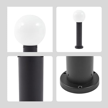 23.6" Outdoor Post Light, Modern Outside Bollard Light with Opal Glass Globe, Black Aluminum Pathway Lamp Post Light for Walkway Driveway Patio Garden, Hardwired, E26 Bulb Not Included