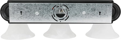 Design House 589796 Millbridge Vanity Light Dimmable with Frosted Glass for Above Bathroom Mirror, Matte Black, 3-Light