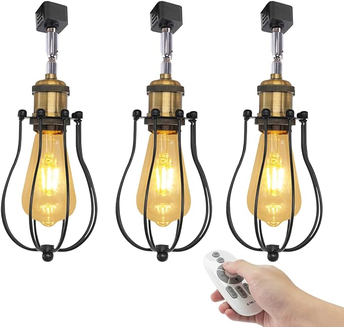 Kiven Stepless Dimmable J-Track Light,Accent Lighting with Rotatable Head, Plug in Spotlight with Remote Control for Highlight Picture Kitchen Cabinet Reading Energy Saving Track Lighting-3P