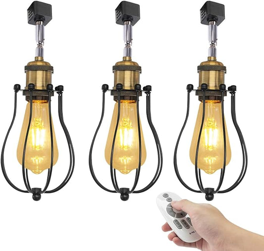Kiven Stepless Dimmable H-Track Light,Accent Lighting with Rotatable Head, Plug in Spotlight with Remote Control for Highlight Picture Kitchen Cabinet Reading Energy Saving Track Lighting-3P