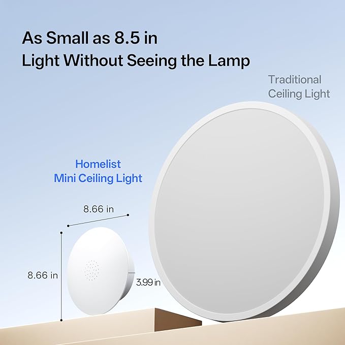 Homelist YX1 4300LM(60W) Indirect Lighting Ceiling Light, Compact 8" Flush Mount Ceiling Light, Dual-Core Eye Protection Ceiling Light Fixture, CRI 97, Fast Installation - IF Design Award Winner