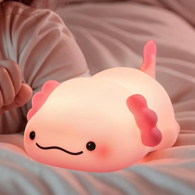 SeaShine Axolotl Night Light for Kids,Animal Silicone Nursery Night Lamp, Rechargeable Table Lamp Bedside Lamp,Cute Room Decor Light for Bedroom,Living Room,Dining,Desk Decorations,Gift