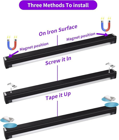 roperry Black Light Bar 10W 1ft LED Blacklight for Fluorescent Tapestry Poster Body Paint Glow Party UV Strip Lights for Cabinet and Display Magnetic (4 Pack)