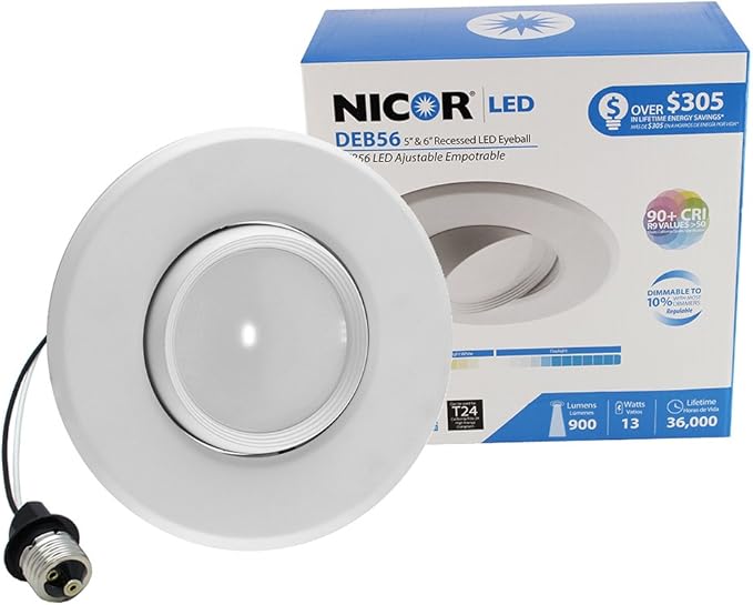 DEB56 Series 5/6 in. Adjustable LED Eyeball Retrofit Downlight Kit in 2700K (DEB56-20-120-2K-WH
