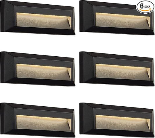 ZONK LED Outdoor Indoor Step Lights, Line Voltage 110-240V 2W Landscape Stair Lights, 9Inch Non-dimmable 3000K IP65 Waterproof Stairway Lighting, LED Deck Light, Retaining Wall Lights, 6Pack