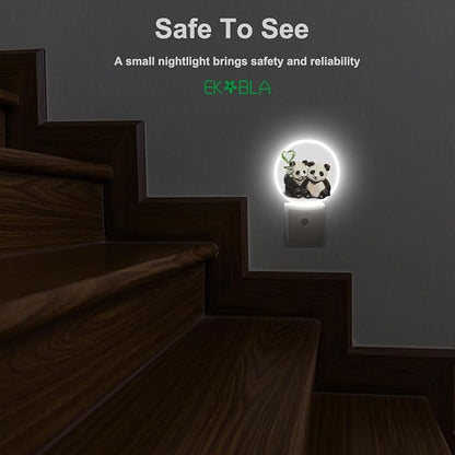 EKOBLA Panda Plug-in Night Light, Cute Panda Bear & Bamboo LED Nightlight with Dusk to Dawn Auto Sensor for Bedroom, Bathroom & Hallway