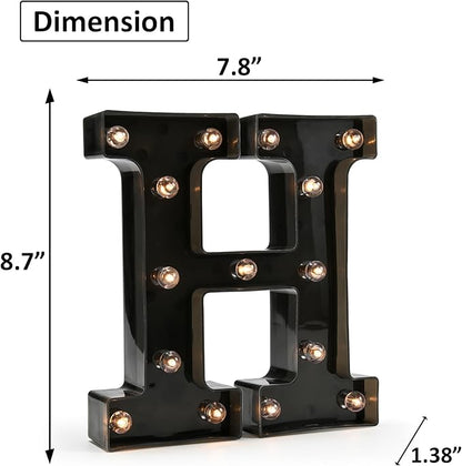 OYCBUZO Light Up Black Alphabet Marquee Letters Sign LED Marquee Number Lights Sign for Night Light Home Bar Christmas Lamp Birthday Party Wedding Decoration H