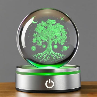 Tree of Life Gifts with Wooden Led Base, 3D Crystal Ball Tree of Life Figurine Night Light Lamp Gifts for Women Wife Girlfriend Couple Her Gift,Graduation Day