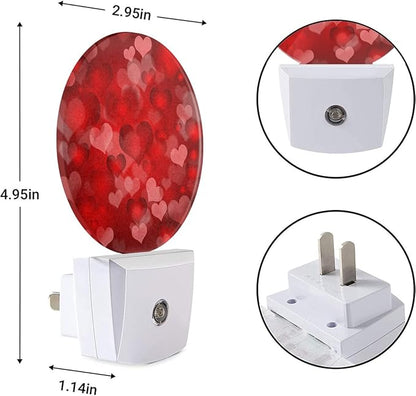 EKOBLA Red Heart Plug-in Night Light, Romantic Love Valentine Theme LED Nightlight with Auto Sensor for Home Decor