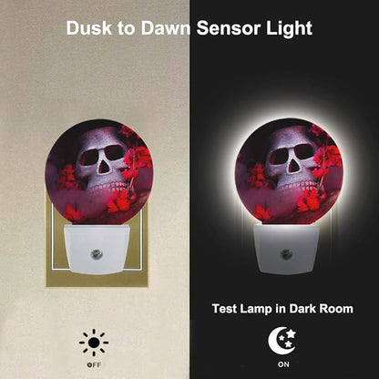 Red Plug-in Nightlight Spider Skull Decorative Night Light Auto Sensor Energy Efficient Dusk to Dawn LED Lighting Home Decor