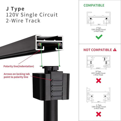 mirrea LED Track Lighting Heads Compatible with Single Circuit J Type Rail Ceiling Spotlight for Accent Task Wall Art Exhibition Lighting 6.5W 3000K Warm White 24° Black Painted Pack of 12