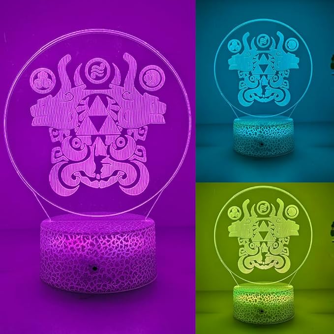 3D Night Light, 16 Color Changing Cartoon USB Desk Lamp, Crest of Hyrule Illusion Lighting with Remote Control for Home Decor Gift for Kids. (7)