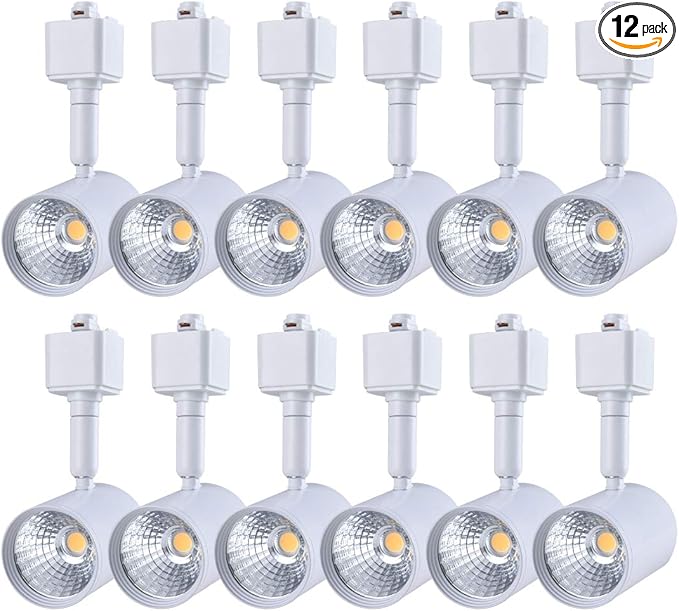 mirrea 12 Pack LED Track Lighting Heads Compatible with Single Circuit H Type Rail Ceiling Spotlight for Accent Task Wall Art Exhibition Lighting 6.5W White Painted (4000K Neutral White)